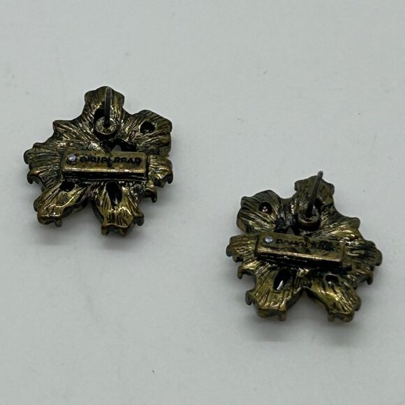 Rhinestone Floral Stud Earrings, BaubleBar Pink & Clear Gun Metal Tone Pierced - Picture 9 of 13